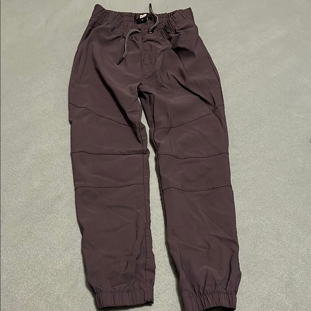 Gray Elastic Cuff Joggers with Adjustable Waist